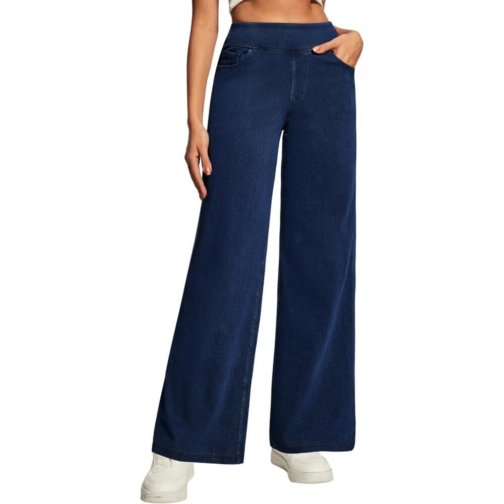 Wide Leg Jeans Women High Waist Jeans Stretchy Denim Baggy Straight Fit